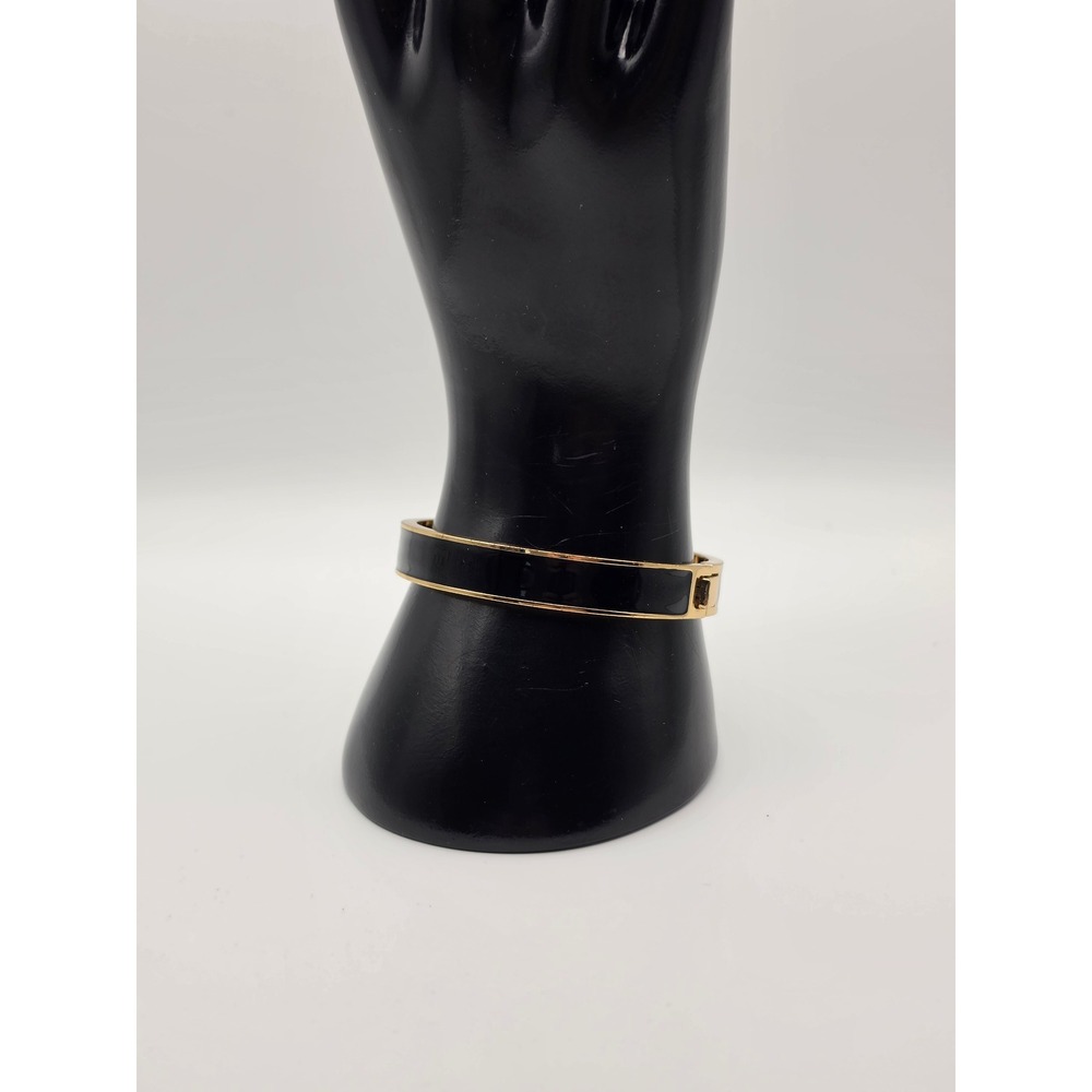 Kate Spade New York Heritage Spade Thin‎ Enamel Bangle Bracelet Black Gold Tone